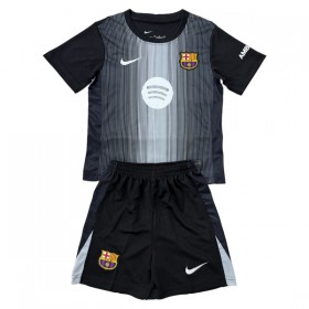Virallinen pelipaita FC Barcelona Maalivahti 2025-26 Lyhythihainen Musta - Lasten ( + Lyhyet housut )