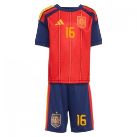 Virallinen pelipaita Espanja Rodrigo 16 Koti MM-kisat 2026 Lyhythihainen - Lasten ( + Lyhyet housut )