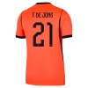 Virallinen pelipaita Alankomaat Frenkie de Jong 21 Koti MM-kisat 2026 Lyhythihainen - Lasten ( + Lyhyet housut )