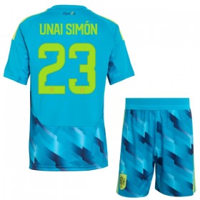 Virallinen pelipaita Espanja Unai Simon 23 Maalivahti MM-kisat 2026 Lyhythihainen - Lasten ( + Lyhyet housut )