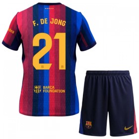 Virallinen pelipaita FC Barcelona Frenkie de Jong 21 Koti 2026-27 Lyhythihainen - Lasten ( + Lyhyet housut )